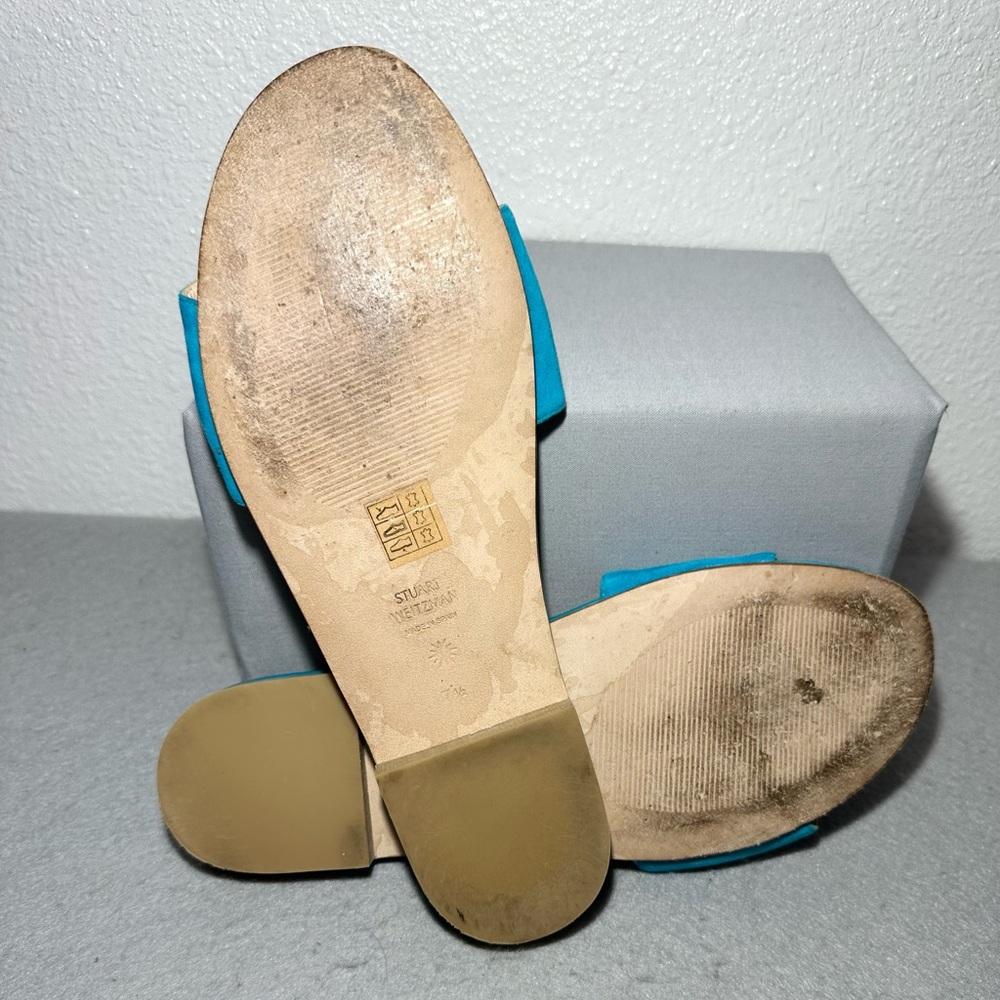Stuart Weitzman Caicos‎ Suede Slide Sandals - Picture 9 of 10